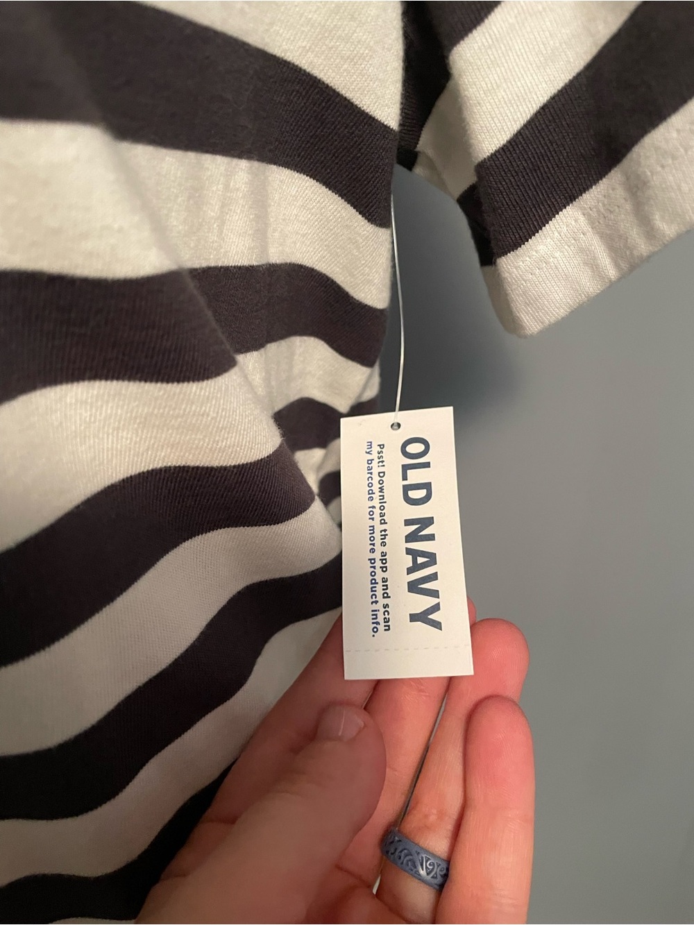 NWT Old Navy Striped Black and Grey Crewneck Women’s T- Shirt Dress - Picture 9 of 11